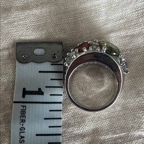 Vintage Signed NVC Colorful Rhinestone Gemstone Cocktail Ring Size 8 - Picture 10 of 10